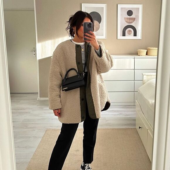 Mango Faux Shearling Sheepskin Jacket New - Picture 4 of 12